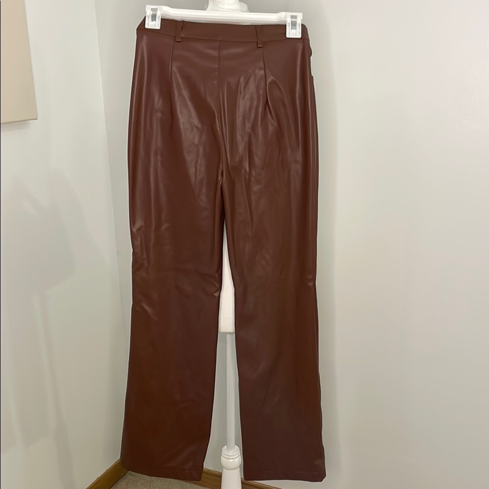 Princess Polly Tan Faux Leather Pants - Picture 3 of 4